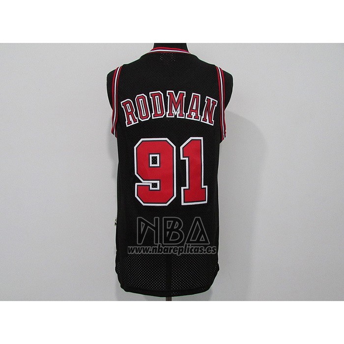 Camiseta Chicago Bulls Dennis Rodman NO 91 Mitchell & Ness 1997-98 Negro
